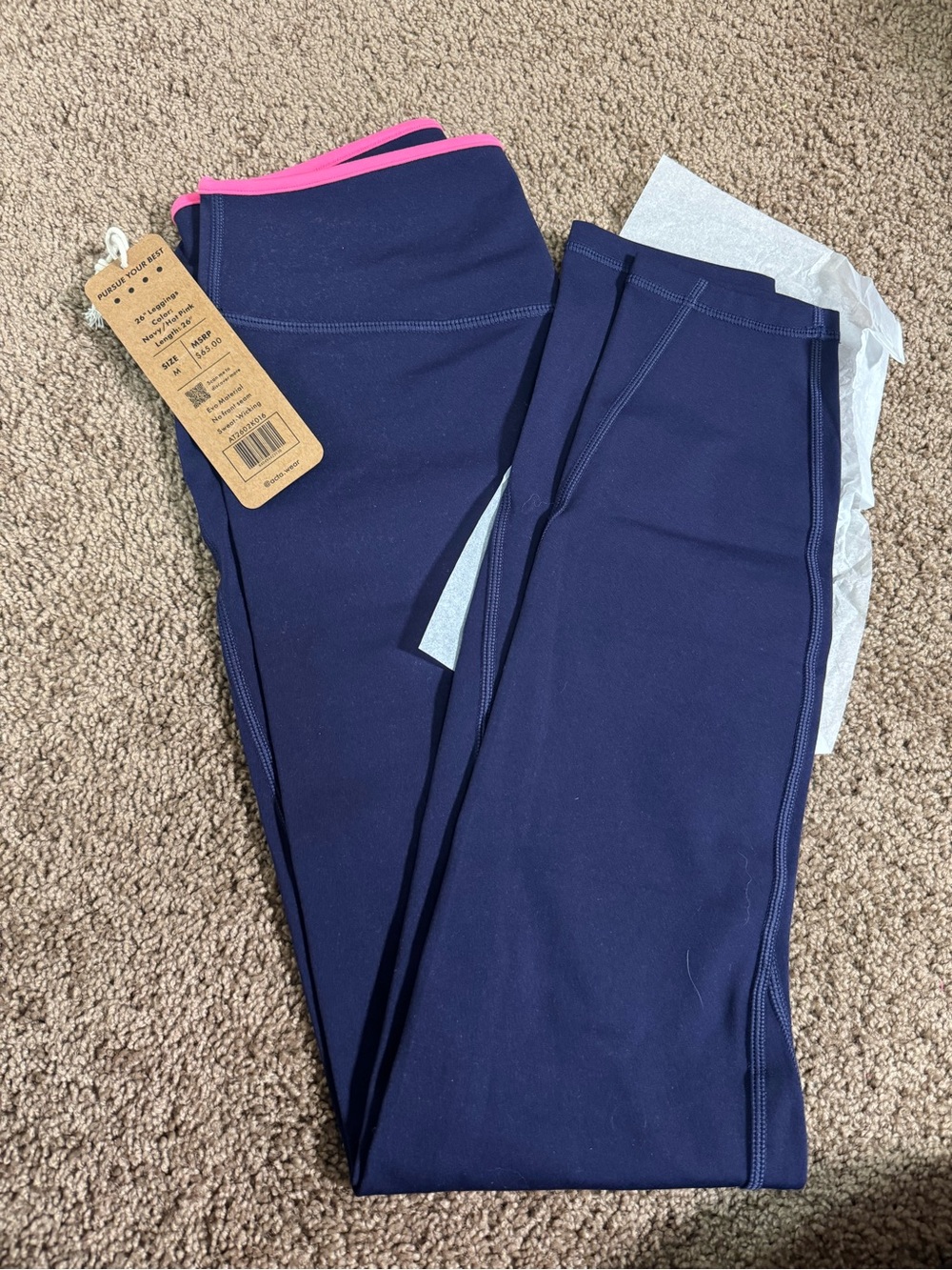 NWT ACTA 🩷 Evo 26" Legging Navy / Hot Pink - Valentines Drop - Medium